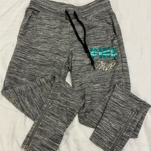 Victoria's Secret PINK Gray Joggers with Teal Print